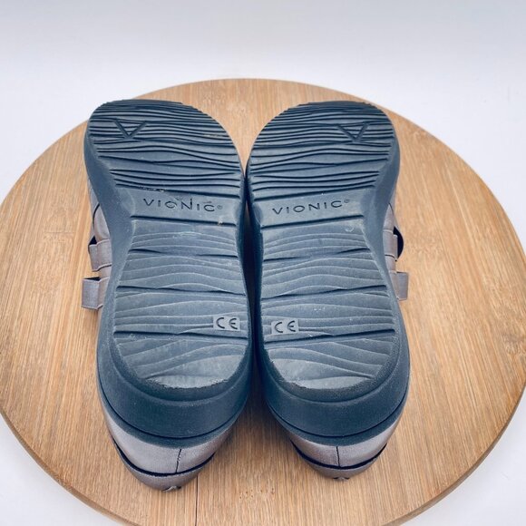 Vionic Shoes Womens 7 38 Silver Leather Orthopedic Mary Jane Loafers Preppy - Picture 10 of 11